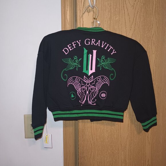 NEW Girls' Wicked Defy Gravity Bomber Jacket - Green/Black XS - Picture 7 of 8